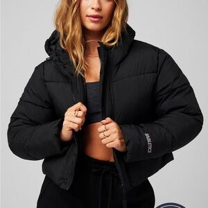Fabletics Black Cropped Puffer Jacket
